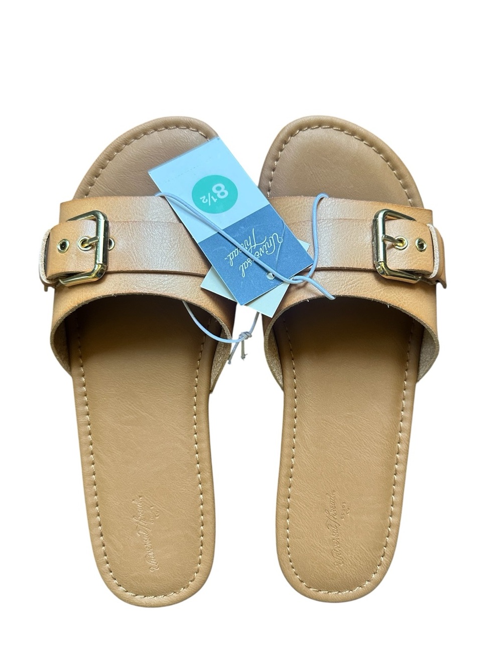 Universal Thread Women’s Tan Leather Slide Sandals with Buckle - Picture 6 of 7
